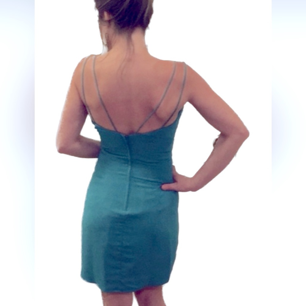 Alfred Angelo Turquoise Blue Strappy Formal or Bridesmaid Dress Sz S